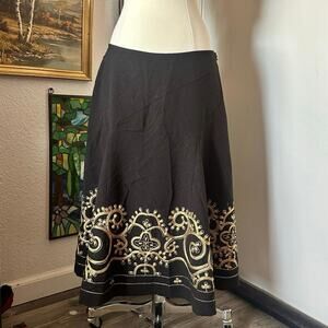 sunny leigh black gold embroidered maxi skirt